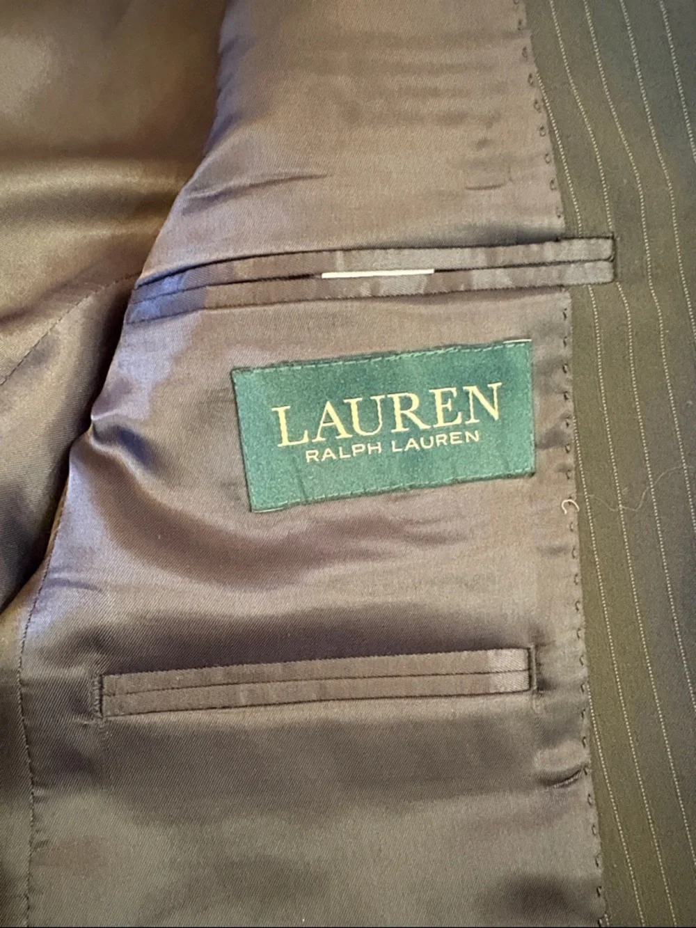 Boys Lauren Ralph Lauren Black Pinstripe Suit Sz 12 for Wedding/First Communion - Picture 6 of 16